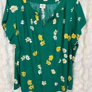 St. John's Bay Green Floral Blouse